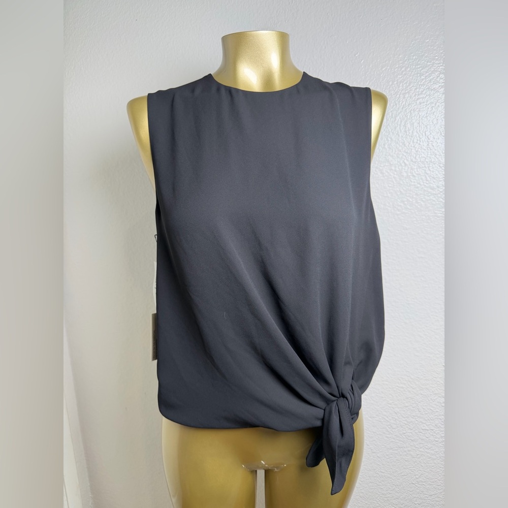 Babaton Sleeveless Knot-Front Top - Charcoal
